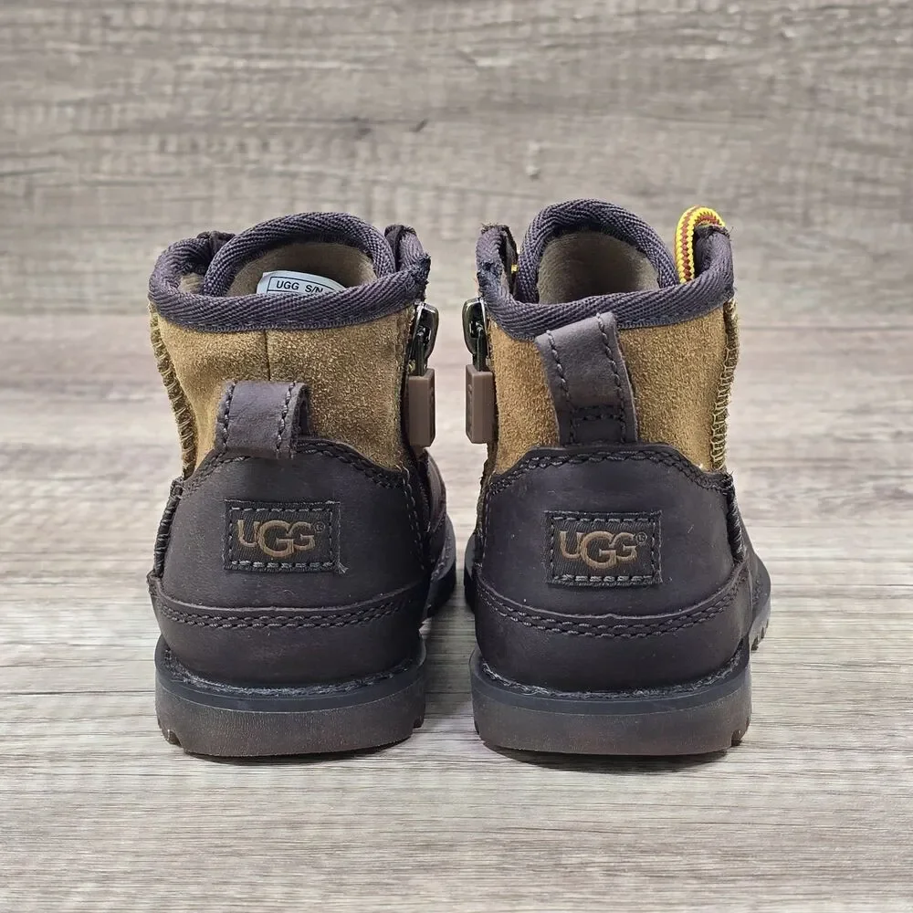 UGG Bradley Toddler's Size 7 Brown Leather Suede Side Zip Ankle Boots (1094574T)
